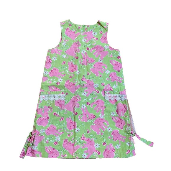 Lilly Pulitzer Girls Shift Summer Dress Size 10 Pink Elephants Lined Excellent